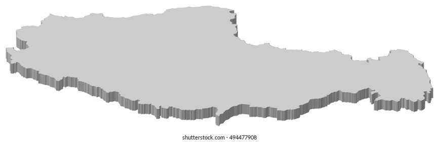 Map - Tibet (China) - 3D-Illustration