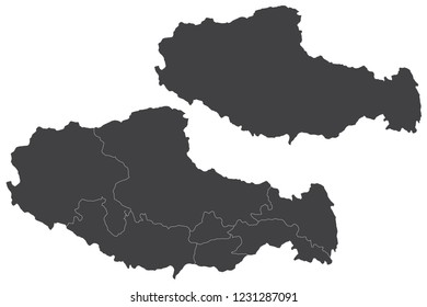 Map - Tibet Couple Set , Map of Tibet,Vector illustration eps 10.
