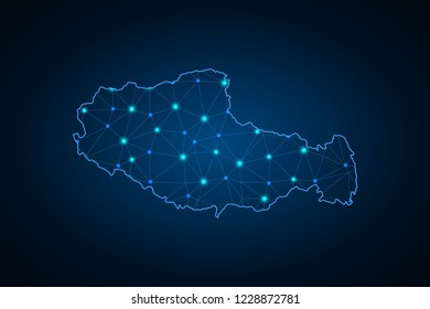 Map of Tibet. Wire frame 3D mesh polygonal network line, design sphere, dot and structure. communications map of Tibet. Vector Illustration EPS10.