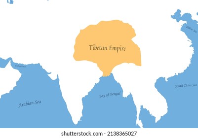 Map of Tibetan Empire Asia China Country