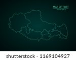 Map of Tibet,Green map on dark background of map of Tibet symbol for your web site design map. Vector illustration eps 10.