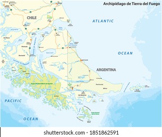 Karte von Tierra del Fuego, Archipel an der Südspitze Südamerikas