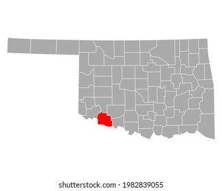 Map of Tillman in Oklahoma on white