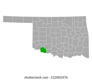 Map of Tillman in Oklahoma on white