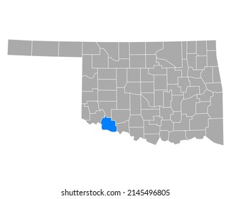 Map of Tillman in Oklahoma on white