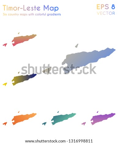 Map of Timor-Leste with beautiful gradients. Amazing set of country maps. Powerful vector illustration.