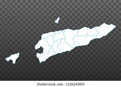 Map of Timor-Leste. Vector illustration on transparent background. Items are placed on separate layers and editable. Vector illustration eps 10.