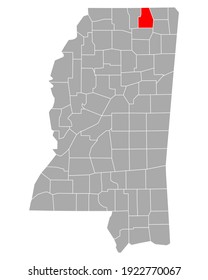Map of Tippah in Mississippi on white