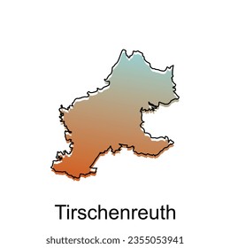 Map of Tirschenreuth illustration design with black outline on white background, design template suitable for your company