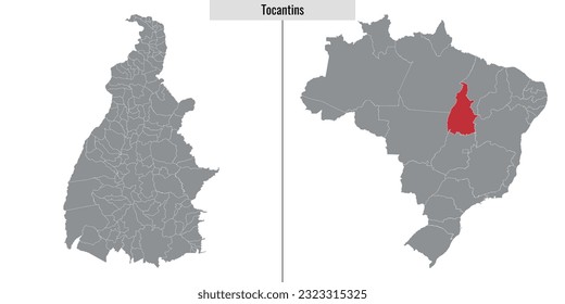 map of Tocantins state of Brazil and location on Brazilian map