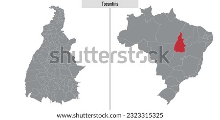 map of Tocantins state of Brazil and location on Brazilian map