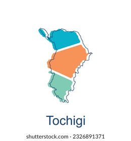 map of Tochigi vector design template, national borders and important cities illustration Abstract, designs concept, logo, logotype element for template.
