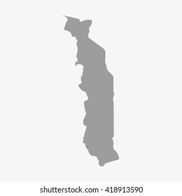 Map  of Togo in gray on a white background