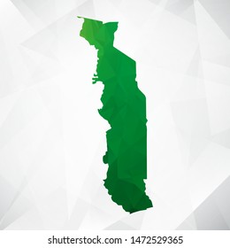 Map of Togo - Green Geometric Rumpled Triangular , Polygonal Design For Your . Vector illustration eps 10