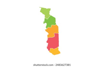 Map of Togo isolated modern colorful style. for website layouts, background, education, precise, customizable, Travel worldwide, map silhouette backdrop, earth geography, political, reports. 