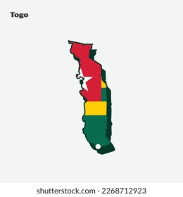 Map of Togo with national flag. Vector illustration. Eps 10.