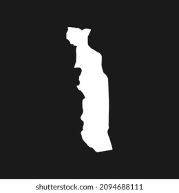 Map of Togo on Black Background