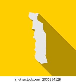 Map of Togo on yellow Background with long shadow