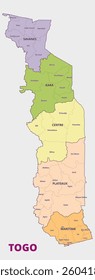 Map of Togo with regions
