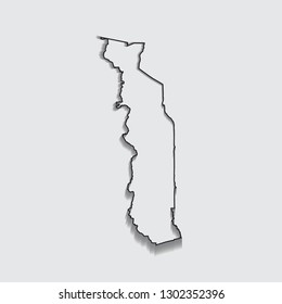 map of Togo with shadow on gray background.eps10