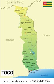 Map of Togo. Vector education illustration