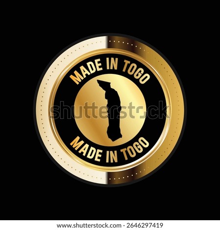 Map of Togo. Vector illustration. Logo, Icon, and Symbol. Togo map gold seal. 