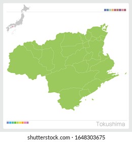 Map of Tokushima in Japan,Vector illustration. 