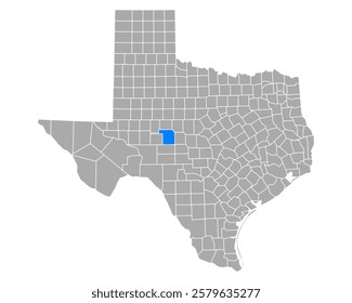 Map of Tom Green in Texas on white