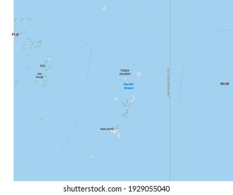 Map of Tonga. Map is drawn in high detail and for clarity shows only major cities. Country is drawn with neighboring countries.