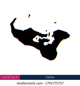 Map of Tonga in multicolor style on the border vector design template