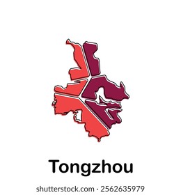 map of Tongzhou geometric modern outline, High detailed vector illustration design