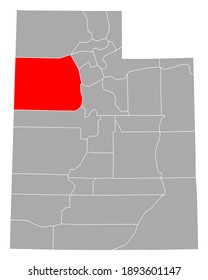 Map of Tooele in Utah on white