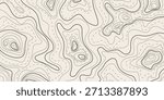 Map of topographic relief lines, illustration of relief contour Topographic landscape surface Concept of conditional geography scheme, terrain path Cartographic texture of abstract ocean relief banner