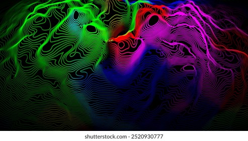 Mapa de la línea de topografía. Conceptos abstractos de mapas topográficos de Vector con perspectiva para su copia. Turismo de montaña