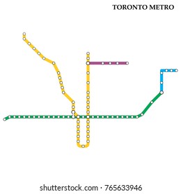 Map Of Toronto Metro, Subway, Template Of City Transportation Scheme For Underground Road. Vector Illustration.