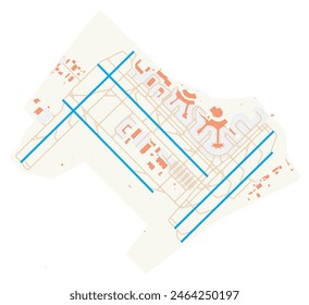 Map of Toronto Pearson International Airport (Canada). IATA-code: YYZ. Airport diagram with runways, taxiways, apron, parking areas and buildings. Map Data from OpenStreetMap.