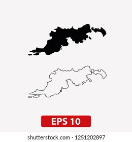 Map of Tortola (British Virgin Islands). Vector
