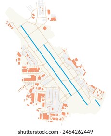 Map of Toulouse-Blagnac Airport (France). IATA-code: TLS. Airport diagram with runways, taxiways, apron, parking areas and buildings. Map Data from OpenStreetMap.