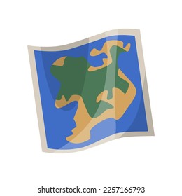 Mapa para turistas caricatura ilustrativa vectorial. Dibujo de caricatura de accesorio de vacaciones de verano aislado en fondo blanco. Viaje, turismo, geografía, concepto de navegación