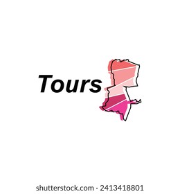 Map of Tours City design illustration, vector symbol, sign, outline, World Map International vector template on white background