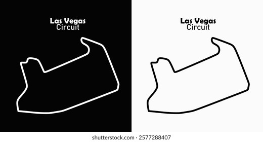 Map track las vegas Circuit with black and white background