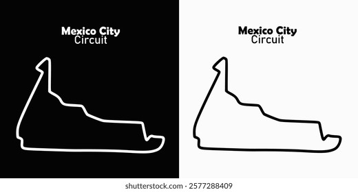 Map track Mexico City Circuit with black and white background