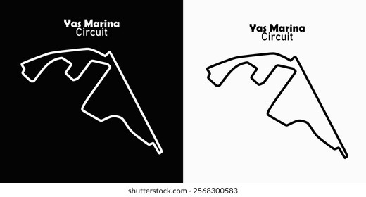 Map track Yas Marina Circuit with black and white background