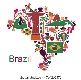 Map from traditional symbols of culture and the nature of Brazil