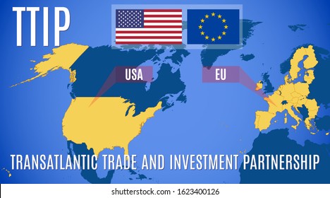 Map of the Transatlantic Trade and Investment Partnership (TTIP).