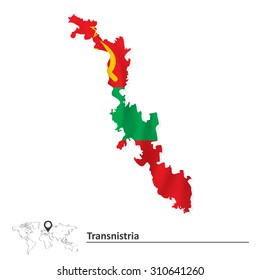Map of Transnistria with flag - vector illustration