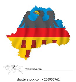 Mapa de Transilvania con bandera - ilustración vectorial