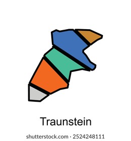 Map of Traunstein design illustration, vector symbol, sign, outline, World Map International vector template on white background