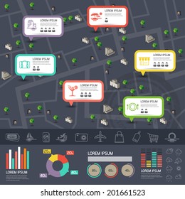 Map & travel & vacation info graphics - charts, symbols, elements and icons collection for building a nice infographic