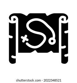 vector de icono de glifo de tesoro de mapa. símbolo del tesoro del mapa. símbolo de contorno aislado ilustración negra
